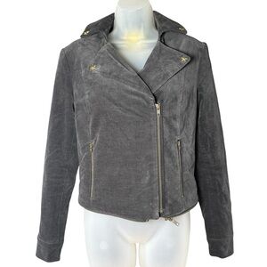 Vaute With Love Brooklyn Grey Moleskin Moto Coat Stars Vegan Handmade Women’s S